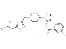 3-fluoro-N-(1-{1-[(5-isobutyl-1H-pyrazol-3-yl)methyl]-4-piperidinyl}-1H-pyrazol-5-yl)benzamide