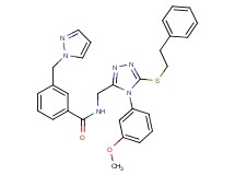 N-({4-(3-methoxyphenyl)-5-[(2-phenylethyl)thio]-4H-1,2,4-triazol-3-yl}methyl)-3-(1H-pyrazol-1-ylmethyl)benzamide