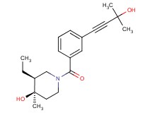 (3S*,4R*)-3-ethyl-1-[3-(3-hydroxy-3-methylbut-1-yn-1-yl)benzoyl]-4-methylpiperidin-4-ol