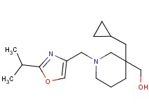 {3-(cyclopropylmethyl)-1-[(2-isopropyl-1,3-oxazol-4-yl)methyl]-3-piperidinyl}methanol