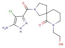 2-[(5-amino-4-chloro-1H-pyrazol-3-yl)carbonyl]-7-(2-hydroxyethyl)-2,7-diazaspiro[4.5]decan-6-one