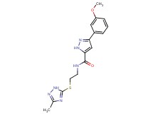 3-(3-methoxyphenyl)-N-{2-[(3-methyl-1H-1,2,4-triazol-5-yl)thio]ethyl}-1H-pyrazole-5-carboxamide