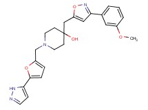 4-{[3-(3-methoxyphenyl)-5-isoxazolyl]methyl}-1-{[5-(1H-pyrazol-5-yl)-2-furyl]methyl}-4-piperidinol