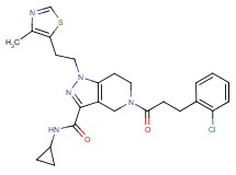 5-[3-(2-chlorophenyl)propanoyl]-N-cyclopropyl-1-[2-(4-methyl-1,3-thiazol-5-yl)ethyl]-4,5,6,7-tetrahydro-1H-pyrazolo[4,3-c]pyridine-3-carboxamide