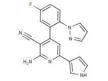 2-amino-4-[5-fluoro-2-(1H-pyrazol-1-yl)phenyl]-6-(1H-pyrrol-3-yl)nicotinonitrile