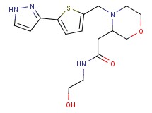 N-(2-hydroxyethyl)-2-(4-{[5-(1H-pyrazol-3-yl)-2-thienyl]methyl}-3-morpholinyl)acetamide