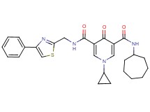N-cycloheptyl-1-cyclopropyl-4-oxo-N'-[(4-phenyl-1,3-thiazol-2-yl)methyl]-1,4-dihydro-3,5-pyridinedicarboxamide