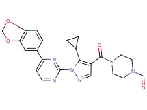 4-({1-[4-(1,3-benzodioxol-5-yl)-2-pyrimidinyl]-5-cyclopropyl-1H-pyrazol-4-yl}carbonyl)-1-piperazinecarbaldehyde