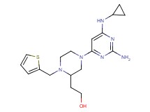 2-[4-[2-amino-6-(cyclopropylamino)-4-pyrimidinyl]-1-(2-thienylmethyl)-2-piperazinyl]ethanol