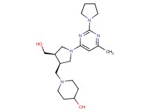 1-{[(3R*,4R*)-4-(hydroxymethyl)-1-(6-methyl-2-pyrrolidin-1-ylpyrimidin-4-yl)pyrrolidin-3-yl]methyl}piperidin-4-ol