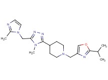 1-[(2-isopropyl-1,3-oxazol-4-yl)methyl]-4-{4-methyl-5-[(2-methyl-1H-imidazol-1-yl)methyl]-4H-1,2,4-triazol-3-yl}piperidine