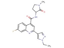 2-(1-ethyl-1H-pyrazol-4-yl)-7-fluoro-N-(1-methyl-2-oxopyrrolidin-3-yl)quinoline-4-carboxamide
