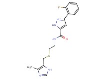 3-(2-fluorophenyl)-N-(2-{[(4-methyl-1H-imidazol-5-yl)methyl]thio}ethyl)-1H-pyrazole-5-carboxamide