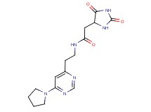 2-(2,5-dioxo-4-imidazolidinyl)-N-{2-[6-(1-pyrrolidinyl)-4-pyrimidinyl]ethyl}acetamide