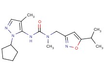 N'-(1-cyclopentyl-4-methyl-1H-pyrazol-5-yl)-N-[(5-isopropylisoxazol-3-yl)methyl]-N-methylurea