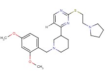 4-[1-(2,4-dimethoxybenzyl)-3-piperidinyl]-2-{[2-(1-pyrrolidinyl)ethyl]thio}pyrimidine