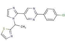 2-(4-chlorophenyl)-5-{1-[1-(1,3-thiazol-2-yl)ethyl]-1H-imidazol-2-yl}pyrimidine