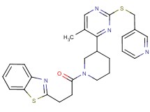 2-[3-(3-{5-methyl-2-[(3-pyridinylmethyl)thio]-4-pyrimidinyl}-1-piperidinyl)-3-oxopropyl]-1,3-benzothiazole