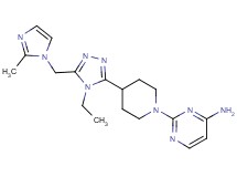 2-(4-{4-ethyl-5-[(2-methyl-1H-imidazol-1-yl)methyl]-4H-1,2,4-triazol-3-yl}piperidin-1-yl)pyrimidin-4-amine