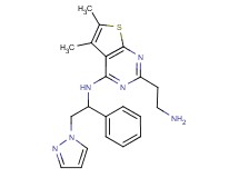2-(2-aminoethyl)-5,6-dimethyl-N-[1-phenyl-2-(1H-pyrazol-1-yl)ethyl]thieno[2,3-d]pyrimidin-4-amine dihydrochloride
