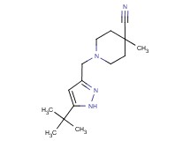 1-[(5-tert-butyl-1H-pyrazol-3-yl)methyl]-4-methylpiperidine-4-carbonitrile