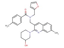 N-(2-furylmethyl)-N-{[2-(3-hydroxy-1-piperidinyl)-7-methyl-3-quinolinyl]methyl}-4-methylbenzamide