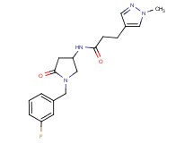N-[1-(3-fluorobenzyl)-5-oxo-3-pyrrolidinyl]-3-(1-methyl-1H-pyrazol-4-yl)propanamide