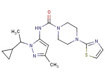 N-[1-(1-cyclopropylethyl)-3-methyl-1H-pyrazol-5-yl]-4-(1,3-thiazol-2-yl)piperazine-1-carboxamide