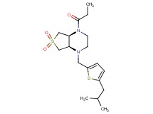 (4aS*,7aR*)-1-[(5-isobutyl-2-thienyl)methyl]-4-propionyloctahydrothieno[3,4-b]pyrazine 6,6-dioxide
