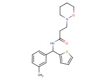 N-[(3-methylphenyl)(2-thienyl)methyl]-3-(1,2-oxazinan-2-yl)propanamide