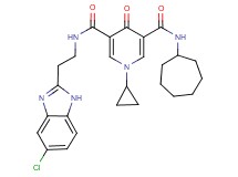 N-[2-(5-chloro-1H-benzimidazol-2-yl)ethyl]-N'-cycloheptyl-1-cyclopropyl-4-oxo-1,4-dihydro-3,5-pyridinedicarboxamide