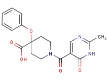 1-[(2-methyl-6-oxo-1,6-dihydropyrimidin-5-yl)carbonyl]-4-phenoxypiperidine-4-carboxylic acid