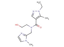 1-ethyl-N-(2-hydroxyethyl)-5-methyl-N-[(1-methyl-1H-imidazol-2-yl)methyl]-1H-pyrazole-4-carboxamide