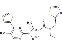 N,5-dimethyl-1-[5-methyl-4-(2-thienyl)-2-pyrimidinyl]-N-(1,3-thiazol-2-ylmethyl)-1H-pyrazole-4-carboxamide