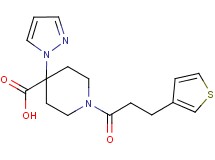 4-(1H-pyrazol-1-yl)-1-[3-(3-thienyl)propanoyl]piperidine-4-carboxylic acid