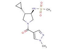 N-{(3R*,4S*)-4-cyclopropyl-1-[(1-methyl-1H-pyrazol-4-yl)carbonyl]-3-pyrrolidinyl}methanesulfonamide