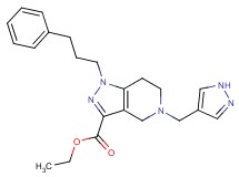 ethyl 1-(3-phenylpropyl)-5-(1H-pyrazol-4-ylmethyl)-4,5,6,7-tetrahydro-1H-pyrazolo[4,3-c]pyridine-3-carboxylate