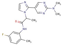 2-{2-[2-(dimethylamino)pyrimidin-5-yl]-1H-imidazol-1-yl}-N-(5-fluoro-2-methylphenyl)propanamide
