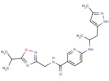 N-[(5-isopropyl-1,2,4-oxadiazol-3-yl)methyl]-6-{[1-methyl-2-(3-methyl-1H-pyrazol-5-yl)ethyl]amino}nicotinamide