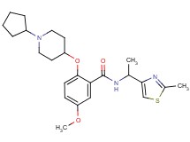 2-[(1-cyclopentyl-4-piperidinyl)oxy]-5-methoxy-N-[1-(2-methyl-1,3-thiazol-4-yl)ethyl]benzamide