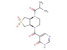 5-{[(4aS*,7aR*)-4-isobutyryl-6,6-dioxidohexahydrothieno[3,4-b]pyrazin-1(2H)-yl]carbonyl}-4(3H)-pyrimidinone