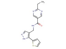 2-ethyl-N-{[5-(2-thienyl)-1H-pyrazol-4-yl]methyl}pyrimidine-5-carboxamide