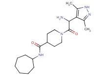 1-[amino(3,5-dimethyl-1H-pyrazol-4-yl)acetyl]-N-cycloheptylpiperidine-4-carboxamide