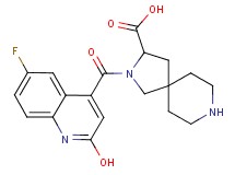 2-[(6-fluoro-2-hydroxy-4-quinolinyl)carbonyl]-2,8-diazaspiro[4.5]decane-3-carboxylic acid
