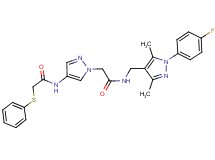 N-{1-[2-({[1-(4-fluorophenyl)-3,5-dimethyl-1H-pyrazol-4-yl]methyl}amino)-2-oxoethyl]-1H-pyrazol-4-yl}-2-(phenylthio)acetamide