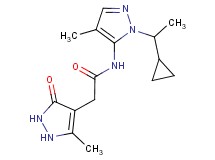 N-[1-(1-cyclopropylethyl)-4-methyl-1H-pyrazol-5-yl]-2-(5-methyl-3-oxo-2,3-dihydro-1H-pyrazol-4-yl)acetamide
