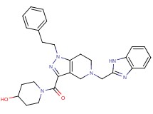 1-{[5-(1H-benzimidazol-2-ylmethyl)-1-(2-phenylethyl)-4,5,6,7-tetrahydro-1H-pyrazolo[4,3-c]pyridin-3-yl]carbonyl}-4-piperidinol