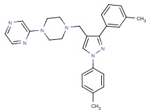 2-(4-{[3-(3-methylphenyl)-1-(4-methylphenyl)-1H-pyrazol-4-yl]methyl}-1-piperazinyl)pyrazine