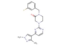 4-[4-(1,3-dimethyl-1H-pyrazol-4-yl)pyrimidin-2-yl]-1-(3-fluorobenzyl)piperazin-2-one