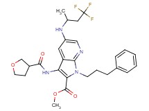 methyl 1-(3-phenylpropyl)-3-[(tetrahydro-3-furanylcarbonyl)amino]-5-[(3,3,3-trifluoro-1-methylpropyl)amino]-1H-pyrrolo[2,3-b]pyridine-2-carboxylate